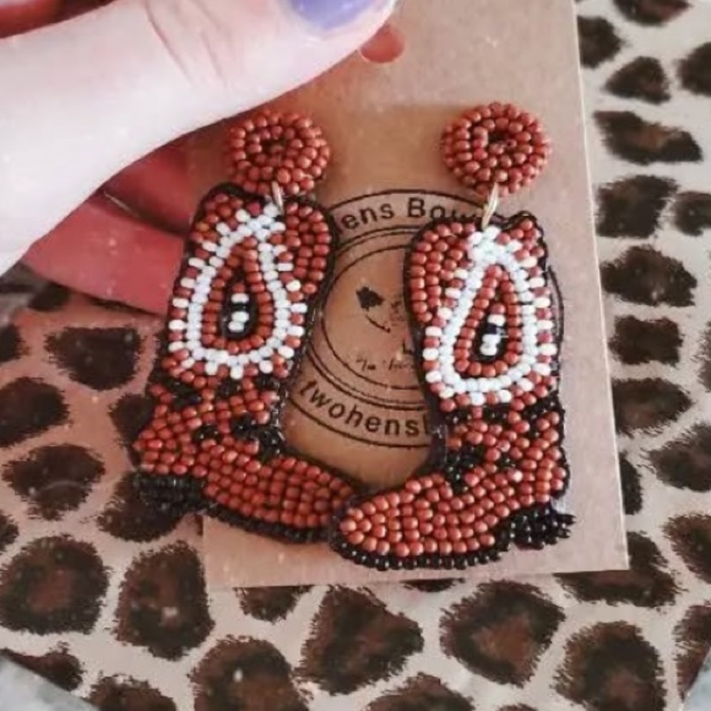 Beaded Cowboy Boot Earrings